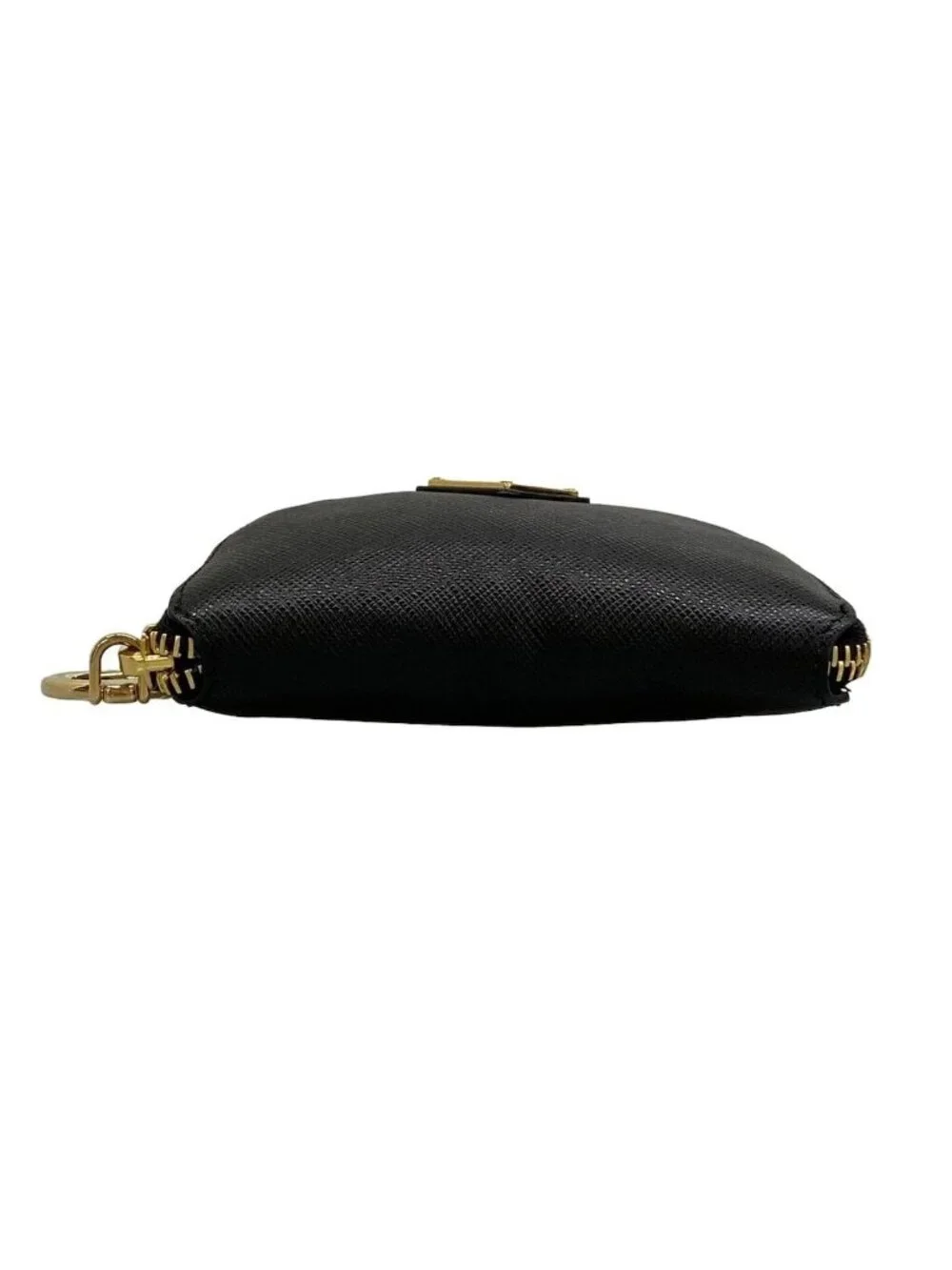 Prada Pouch Light Blue Black Drawstring Foldable Leather